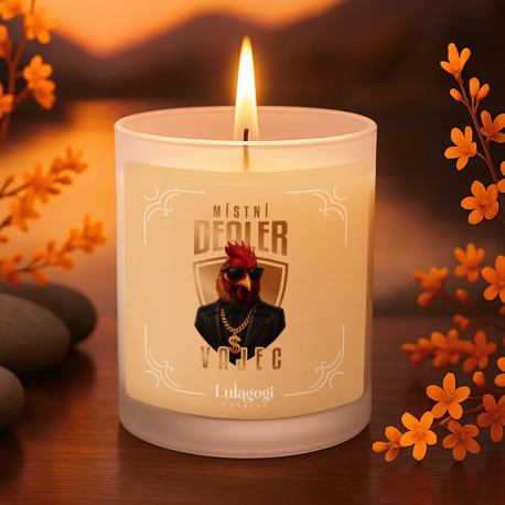 Místní dealer vajec - vonná svíce s potiskem