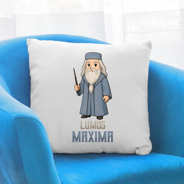 Lumos Maxima - Albus Dumbledore - polštář s potiskem pro fanoušky série Harry Potter