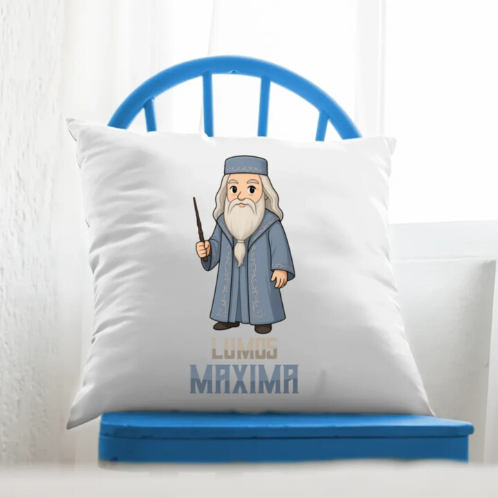 Lumos Maxima - Albus Dumbledore - polštář s potiskem pro fanoušky série Harry Potter