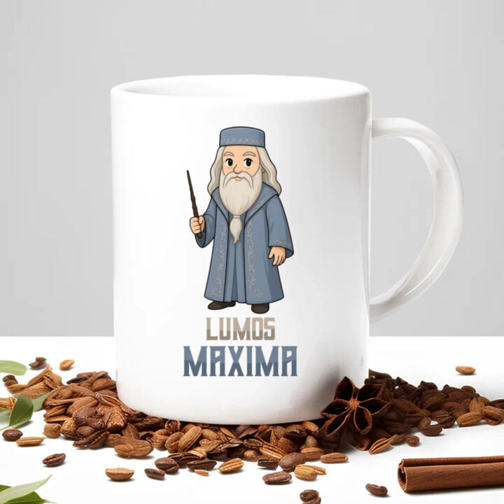 Lumos Maxima - Albus Dumbledore - hrnek s potiskem pro fanoušky série Harry Potter