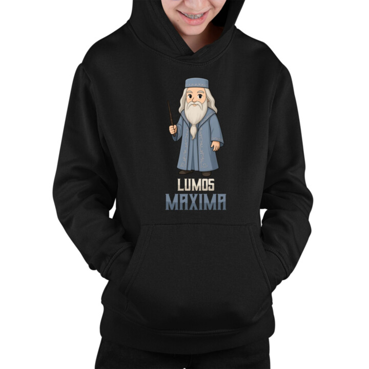 Lumos Maxima - Albus Dumbledore - dětská mikina s kapucí pro fanoušky série Harry Potter
