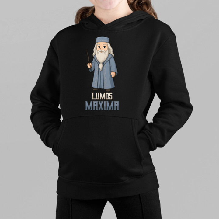 Lumos Maxima - Albus Dumbledore - dětská mikina s kapucí pro fanoušky série Harry Potter