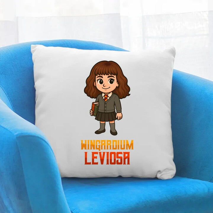 Wingardium Leviosa - Hermiona Granger - polštář s potiskem pro fanoušky série Harry Potter