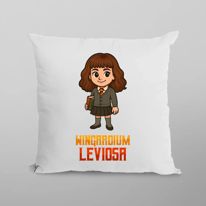 Wingardium Leviosa - Hermiona Granger - polštář s potiskem pro fanoušky série Harry Potter