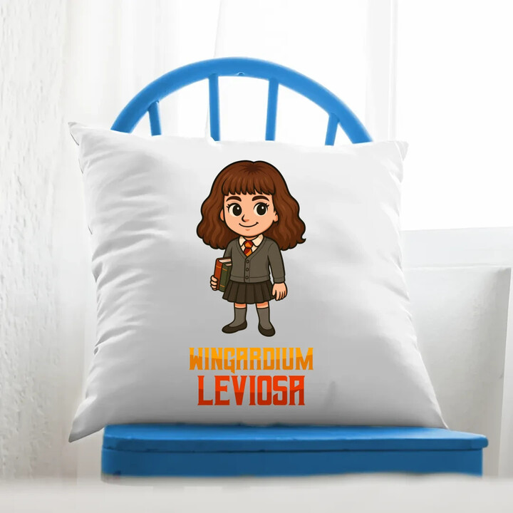 Wingardium Leviosa - Hermiona Granger - polštář s potiskem pro fanoušky série Harry Potter