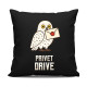 Privet Drive - Hedwiga - černý polštář s potiskem pro fanoušky série Harry Potter