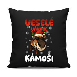 Veselé Vánoce, kámoši  - černý polštář s potiskem