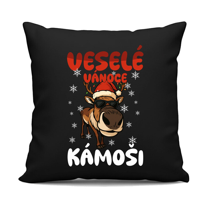 Veselé Vánoce, kámoši  - černý polštář s potiskem
