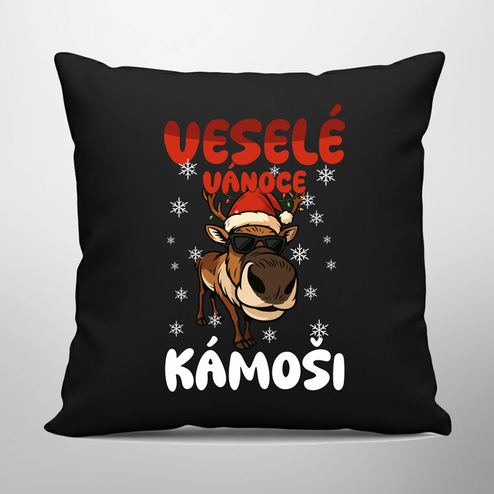Veselé Vánoce, kámoši  - černý polštář s potiskem