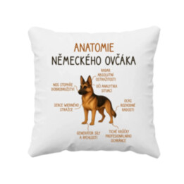 Anatomie německého ovčáka - polštář s potiskem