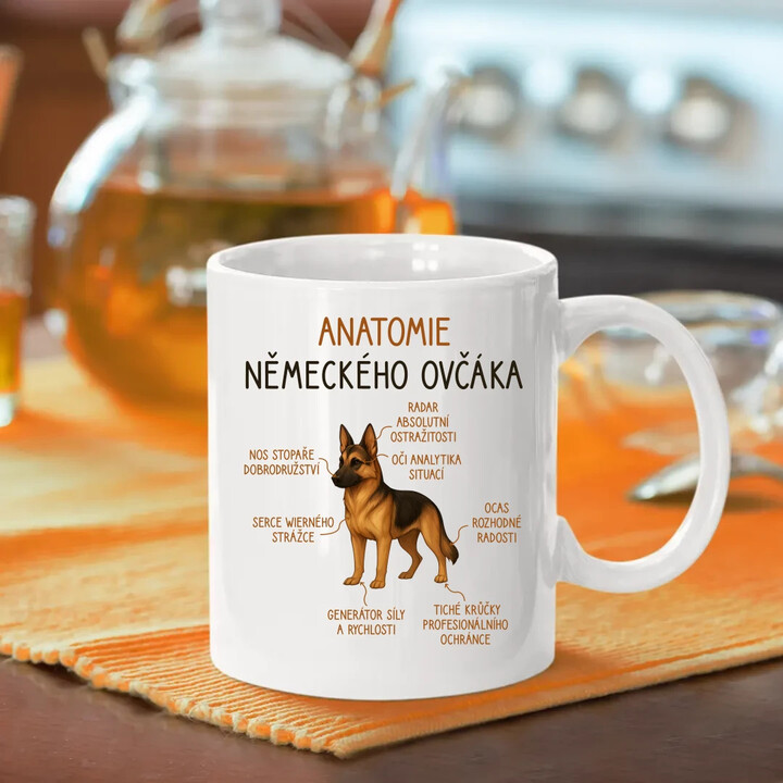Anatomie německého ovčáka - hrnek s potiskem