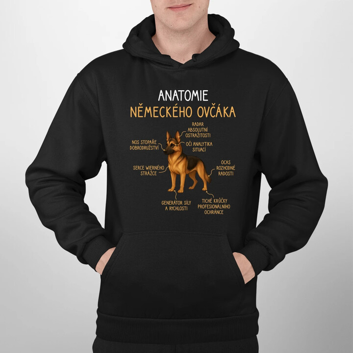 Anatomie německého ovčáka - pánská mikina s potiskem