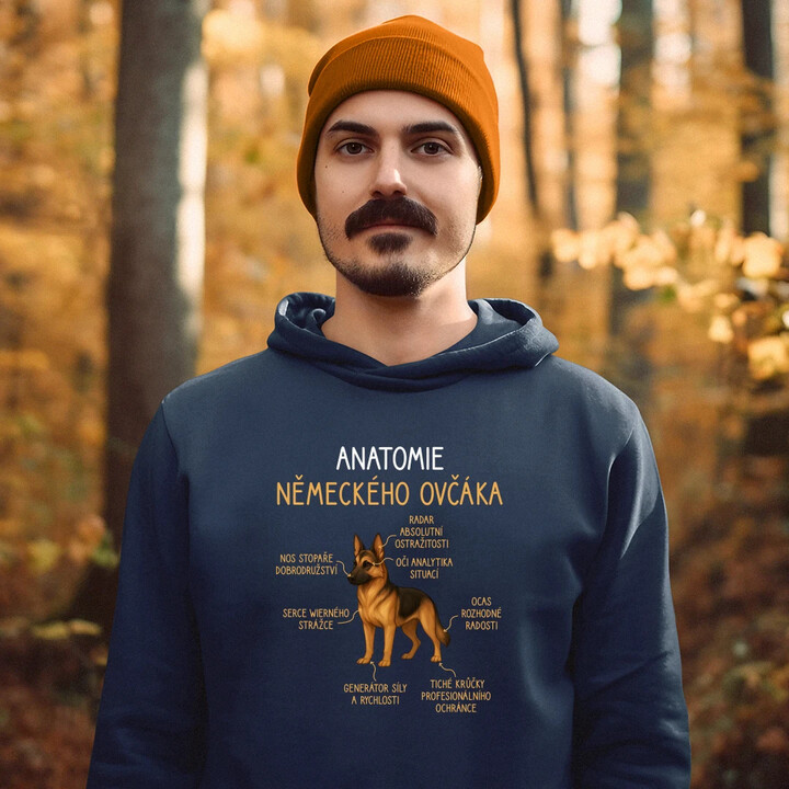 Anatomie německého ovčáka - pánská mikina s potiskem