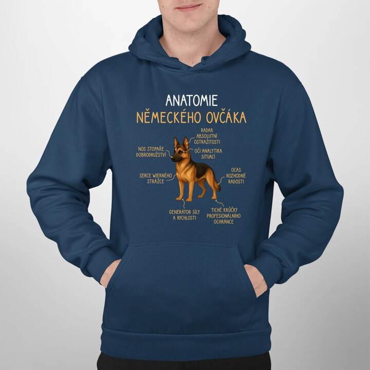 Anatomie německého ovčáka - pánská mikina s potiskem