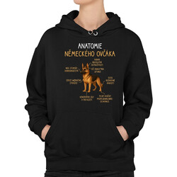 Anatomie německého ovčáka - dámská mikina s potiskem