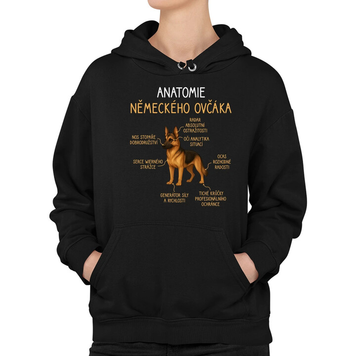 Anatomie německého ovčáka - dámská mikina s potiskem