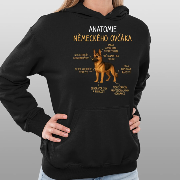 Anatomie německého ovčáka - dámská mikina s potiskem