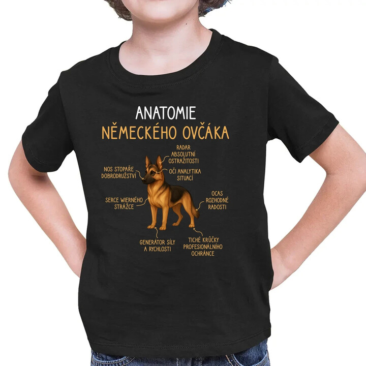 Anatomie německého ovčáka - dětské tričko s potiskem