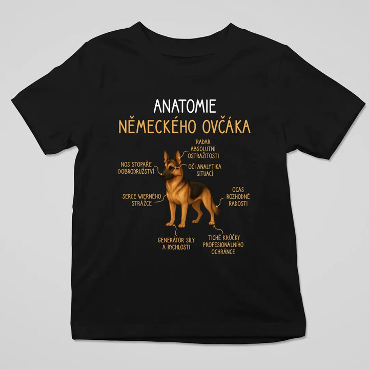 Anatomie německého ovčáka - dětské tričko s potiskem