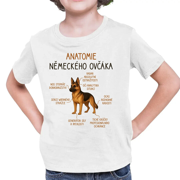 Anatomie německého ovčáka - dětské tričko s potiskem
