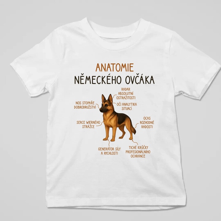Anatomie německého ovčáka - dětské tričko s potiskem