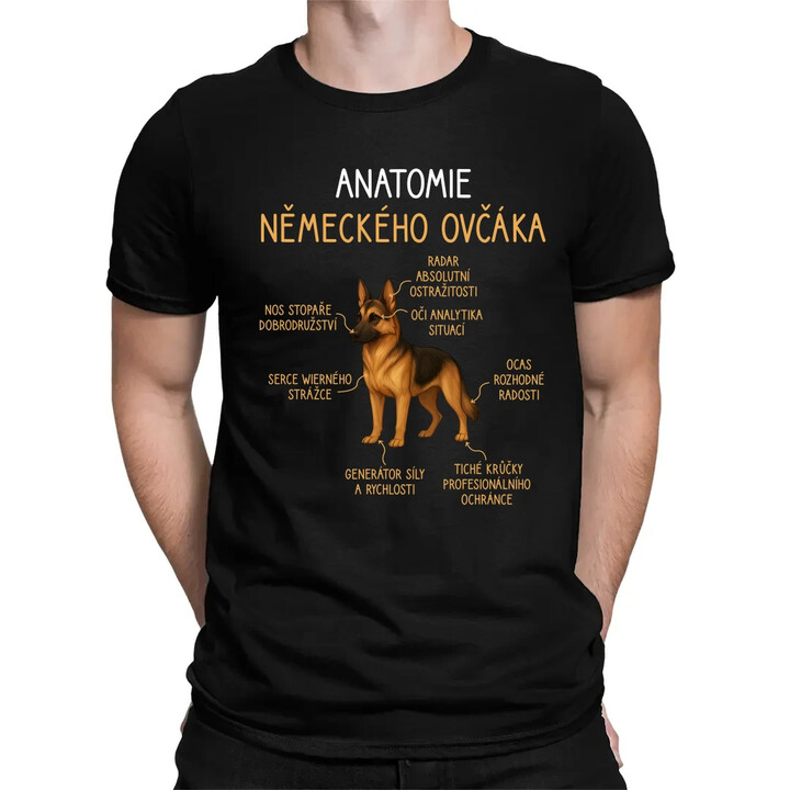 Anatomie německého ovčáka - pánské tričko s potiskem
