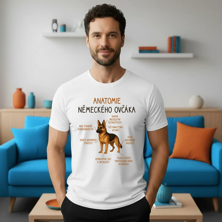 Anatomie německého ovčáka - pánské tričko s potiskem