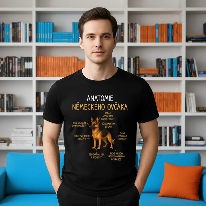 Anatomie německého ovčáka - pánské tričko s potiskem