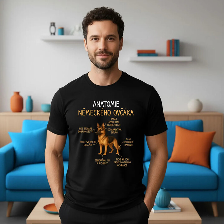 Anatomie německého ovčáka - pánské tričko s potiskem