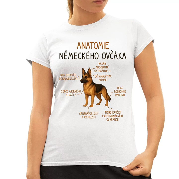 Anatomie německého ovčáka  - dámské tričko s potiskem