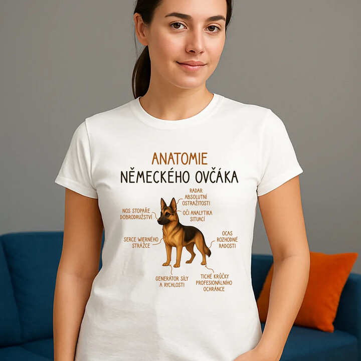 Anatomie německého ovčáka  - dámské tričko s potiskem