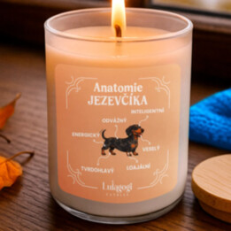 Anatomie jezevčíka - vonná svíce s potiskem