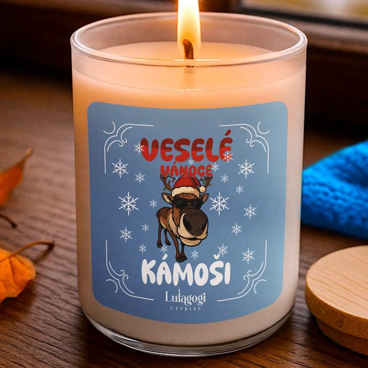 Veselé Vánoce, kámoši - vonná svíce s potiskem