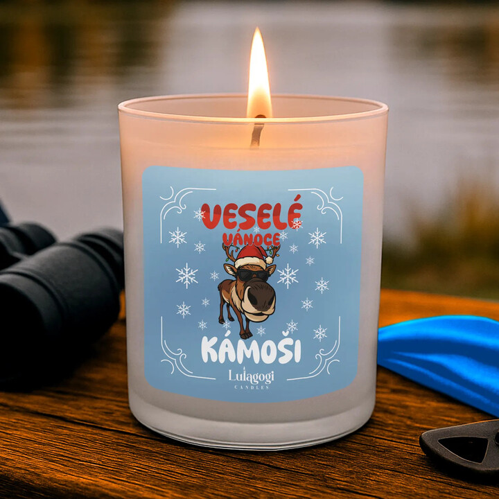 Veselé Vánoce, kámoši - vonná svíce s potiskem