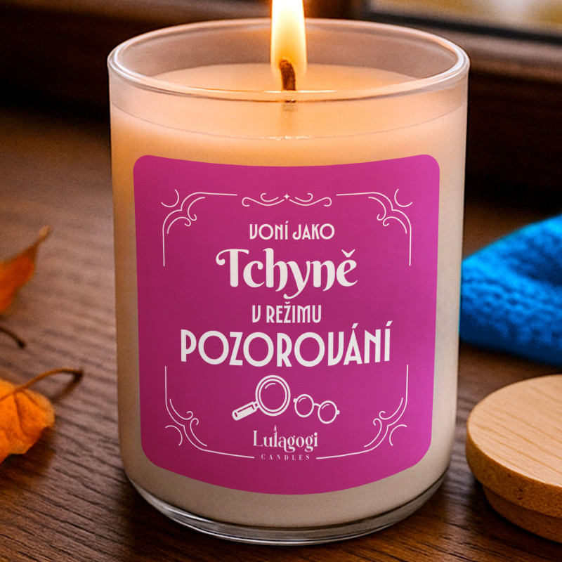Voní jako tchyně v režimu pozorování - vonná svíce s potiskem pro tchýni