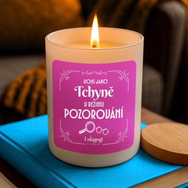 Voní jako tchyně v režimu pozorování - vonná svíce s potiskem pro tchýni