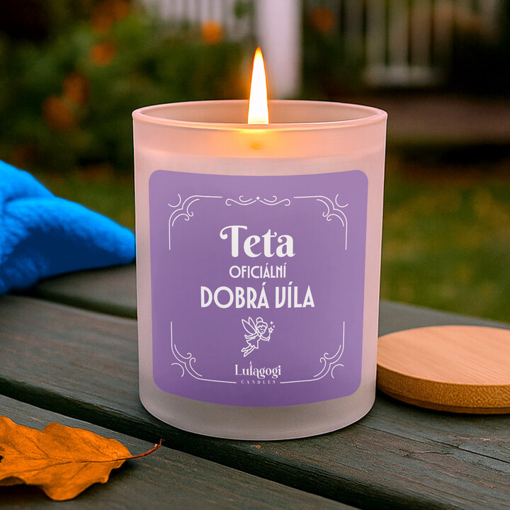 Teta - oficiální dobrá víla - vonná svíce s potiskem pro tetu