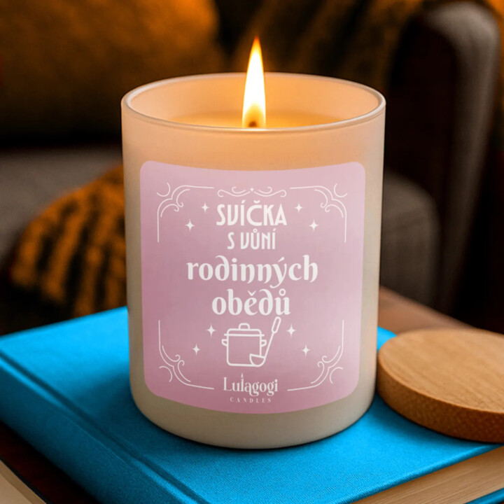 Svíčka s vůní rodinných obědů - vonná svíce s potiskem