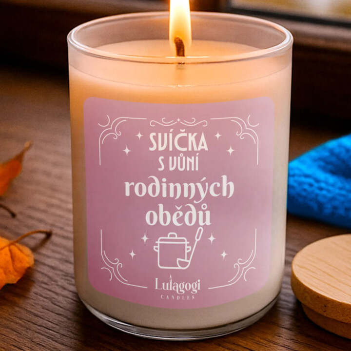 Svíčka s vůní rodinných obědů - vonná svíce s potiskem