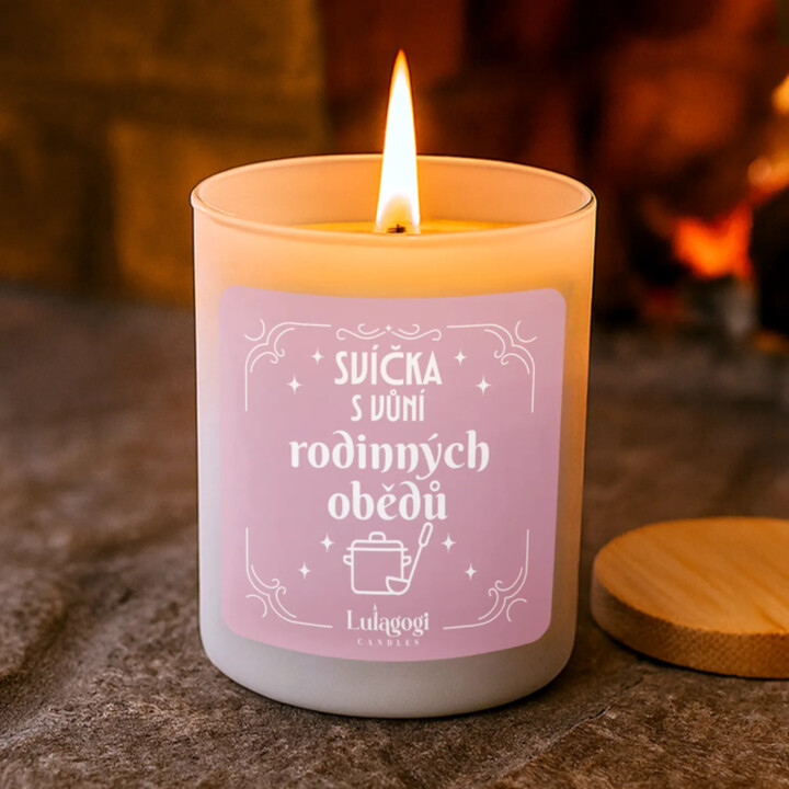 Svíčka s vůní rodinných obědů - vonná svíce s potiskem