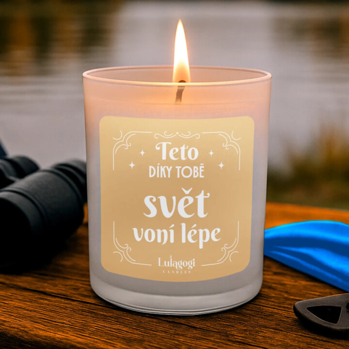 Teto, díky tobě svět voní lépe - vonná svíce s potiskem