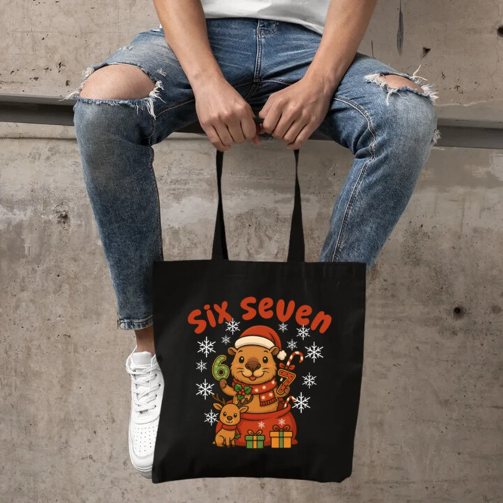 Six seven 67 - Italian Brainrot - Vánoční kapybara - taška s potiskem