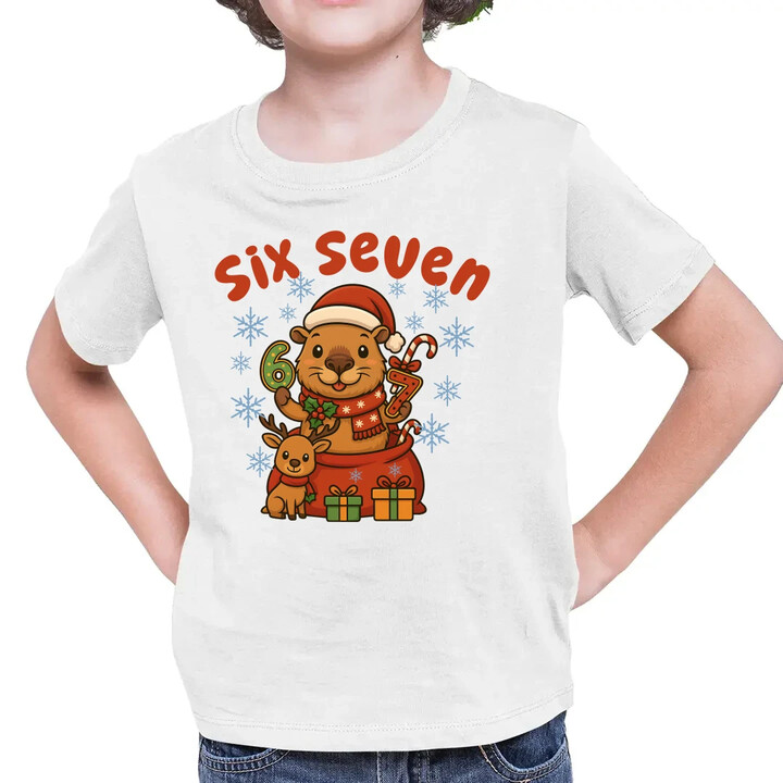 Six seven 67 - Italian Brainrot - Vánoční kapybara - dětské tričko s potiskem