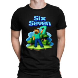 Steve 67 - Six Seven - pánské tričko s potiskem - inspirované Minecraft