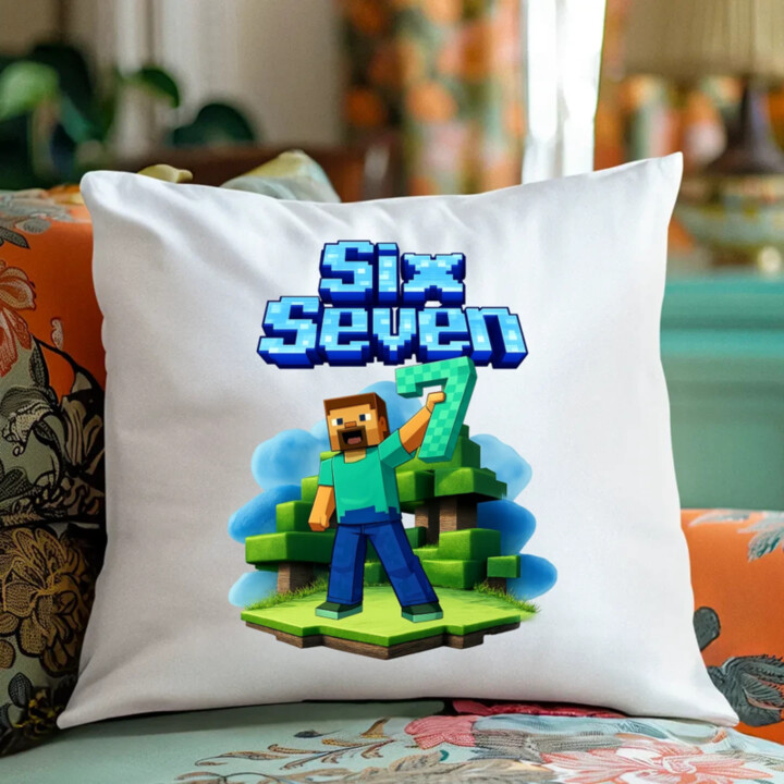 Steve 67 - Six Seven - polštář s potiskem - inspirované Minecraft