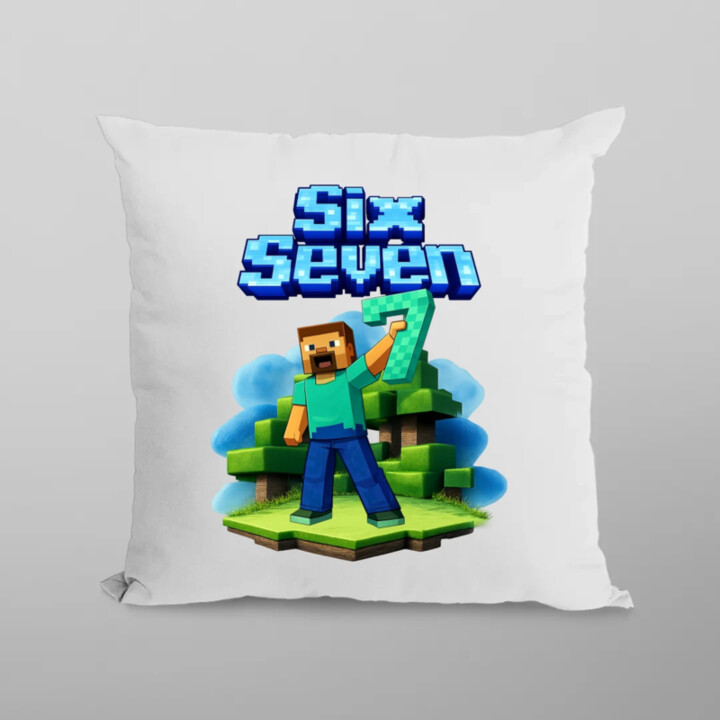 Steve 67 - Six Seven - polštář s potiskem - inspirované Minecraft