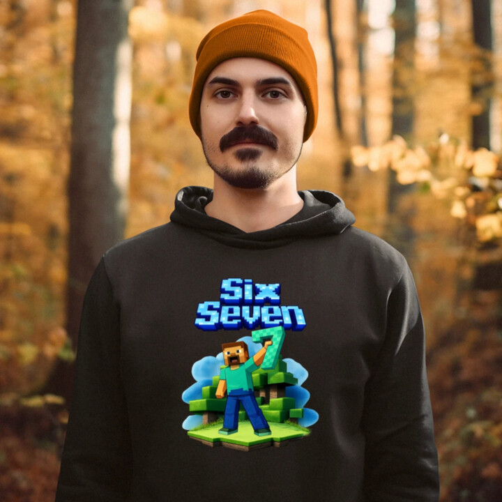 Steve 67 - Six Seven - pánská mikina s potiskem - inspirované Minecraft