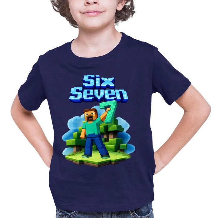 Steve 67 - Six Seven - dětské tričko s potiskem - inspirované Minecraft