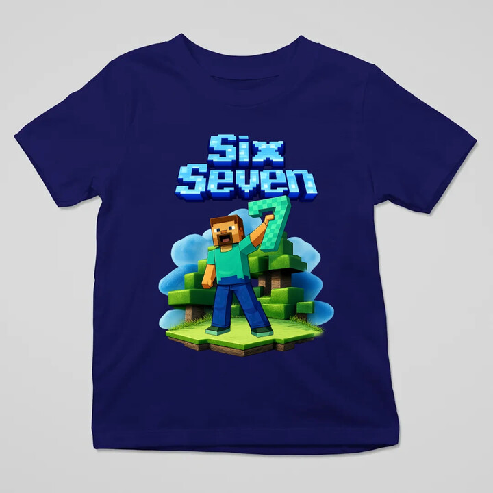 Steve 67 - Six Seven - dětské tričko s potiskem - inspirované Minecraft