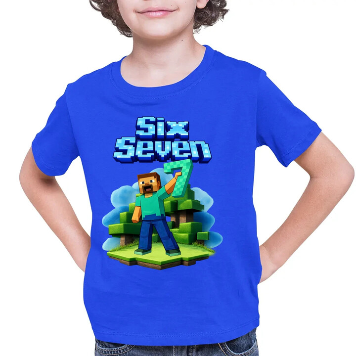 Steve 67 - Six Seven - dětské tričko s potiskem - inspirované Minecraft